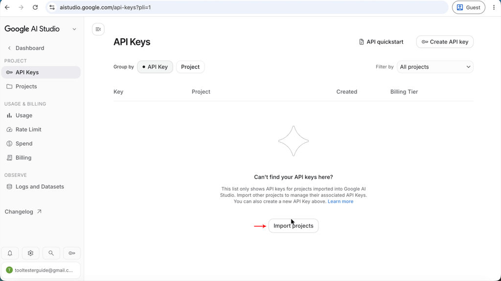 Step 10: Import Your Google Cloud Console Project to Google AI Studio