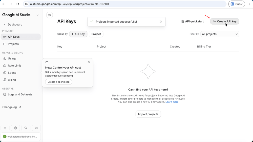 Step 12: Click on "Create API Key" again.