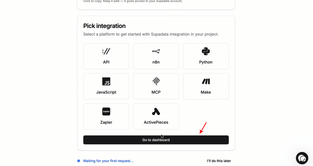 Step 6 - Create another Supadata API Key